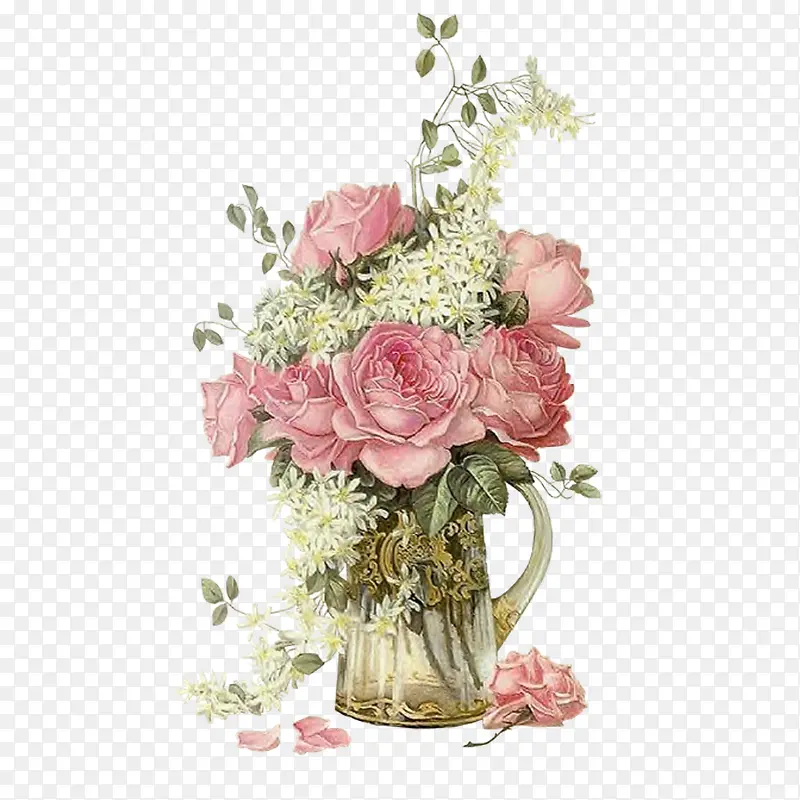 花瓶里的粉色花朵