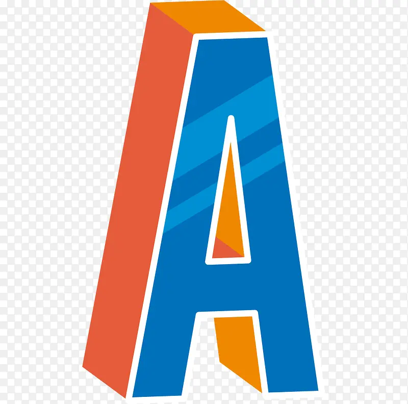 蓝色现代感立体英文字母A