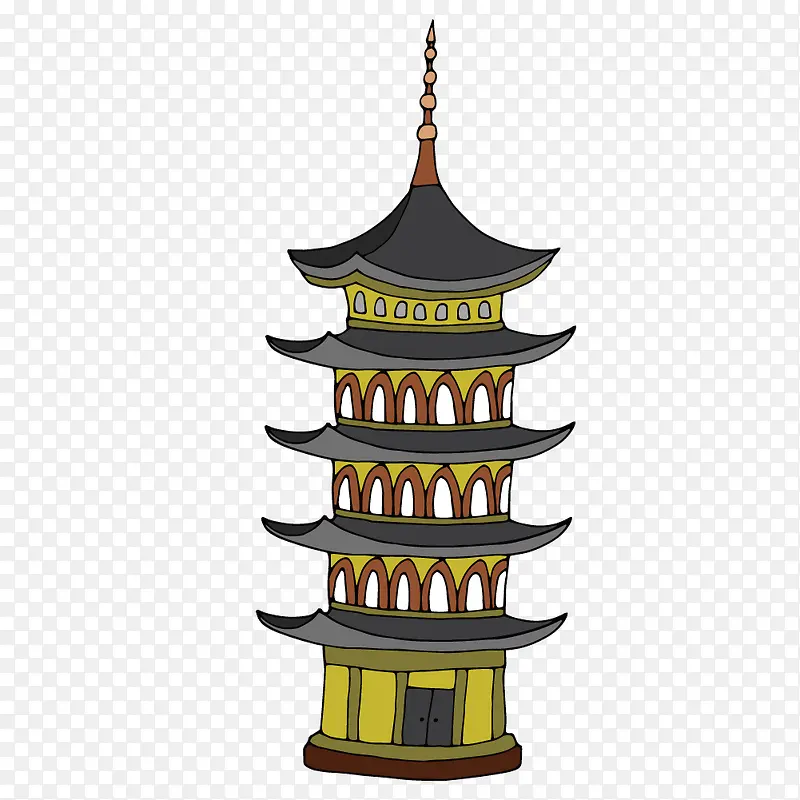 矢量中国古代高塔建筑