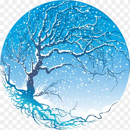 水晶球四季树冬季矢量素材