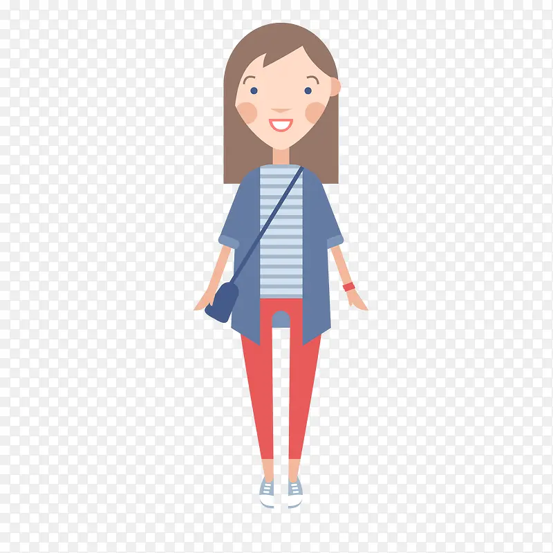 卡通穿着休闲的女性人物