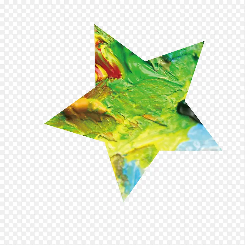 矢量绿树油彩五角星装饰