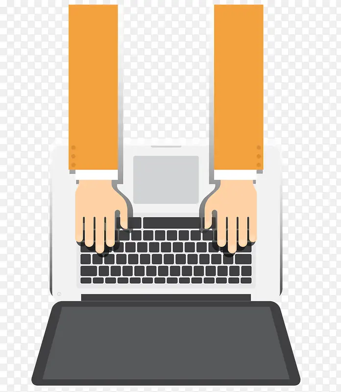 矢量橙色手臂操作笔记本电脑