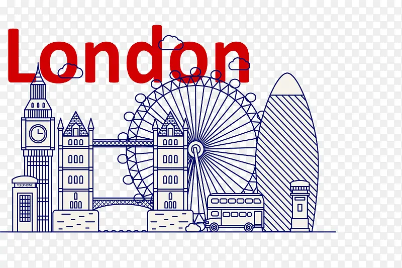 蓝色英国伦敦风景