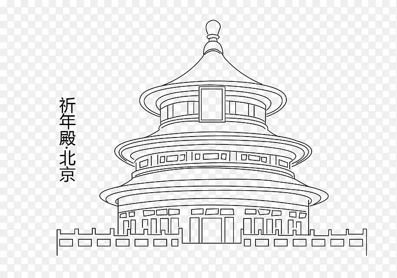 黑白建筑手绘