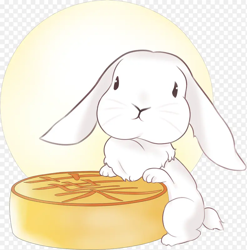 中秋节月兔月饼图案插画