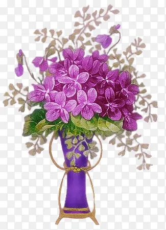 手绘文艺紫色花朵摆件
