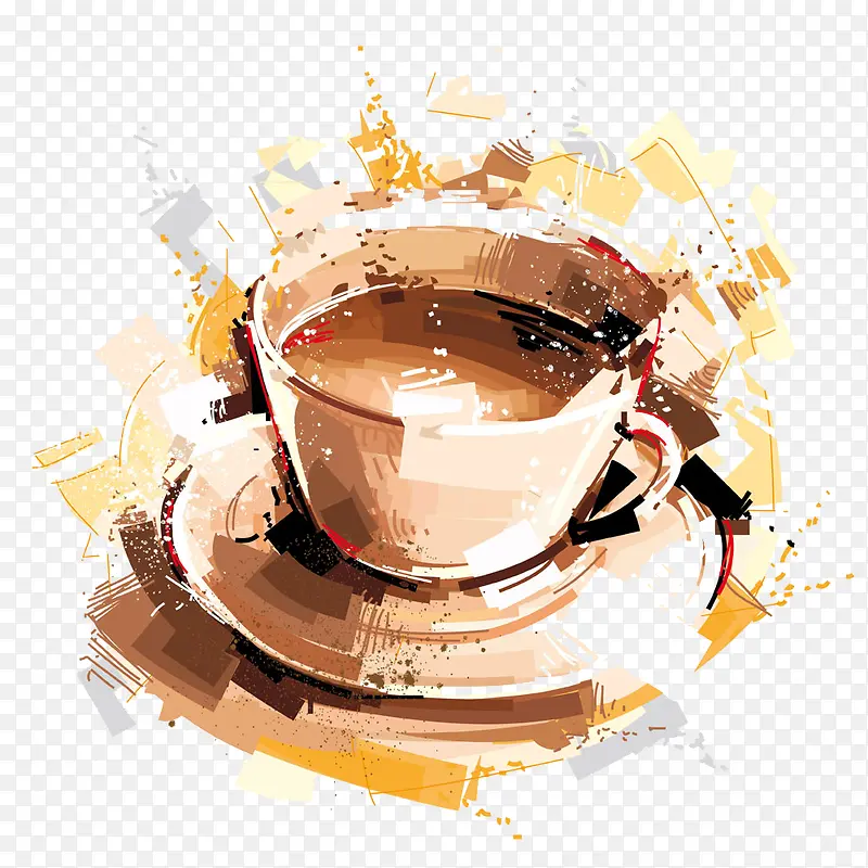 咖啡杯水彩画