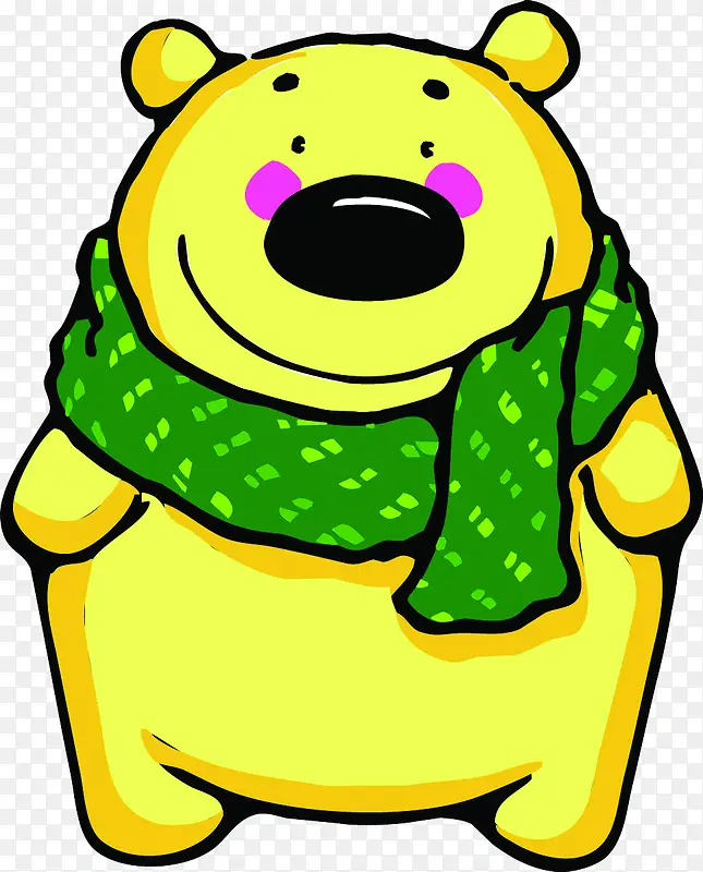 手绘黄色可爱小熊造型围巾