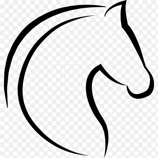 马的头和头发的轮廓图标