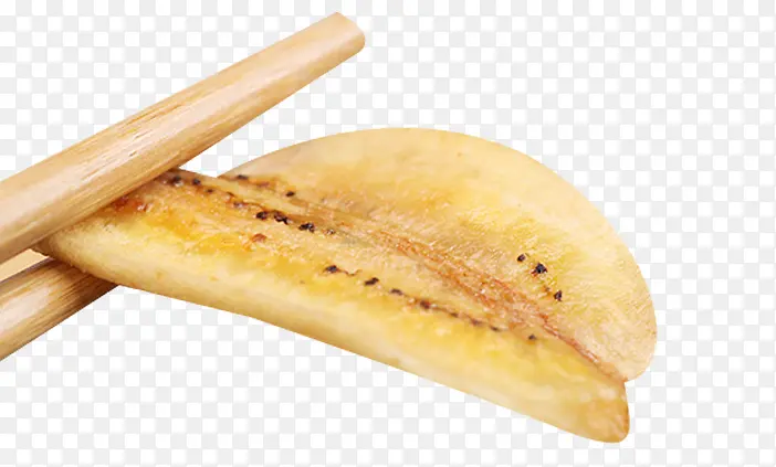 筷子夹起的香蕉片