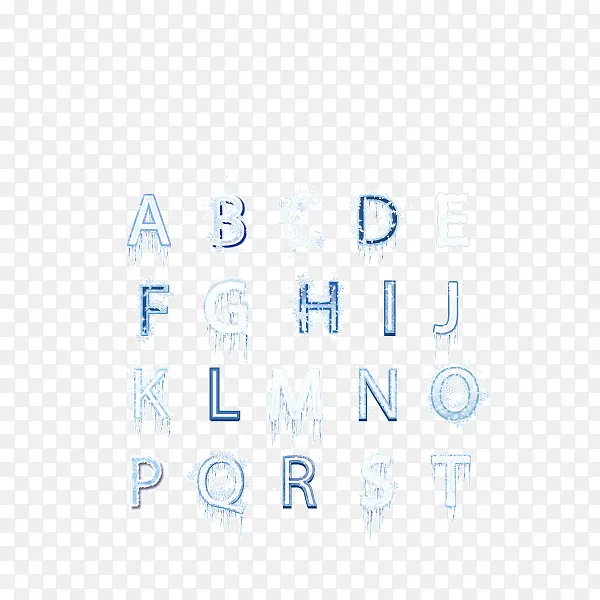 字母 淡蓝色字体 冰雪字母