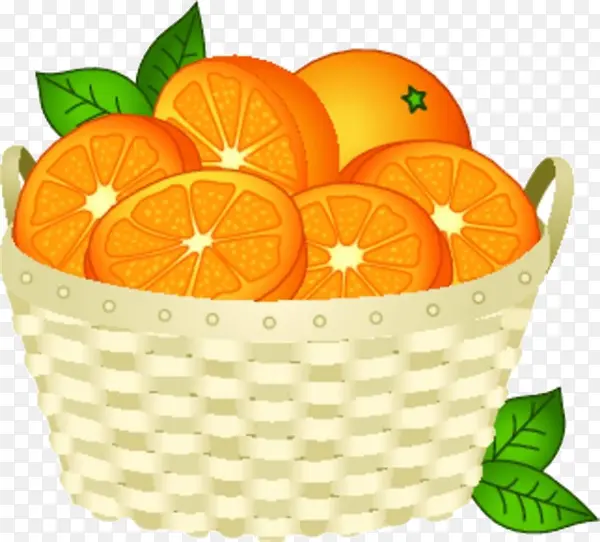 卡通篮子里的橙子