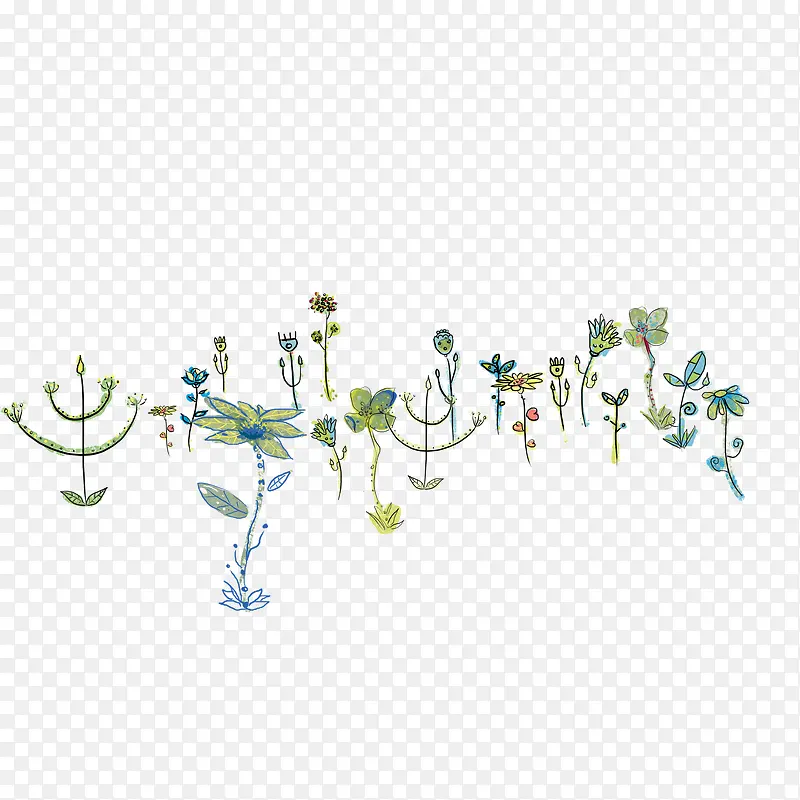 卡通 手绘 树木 水彩 植物 绿色