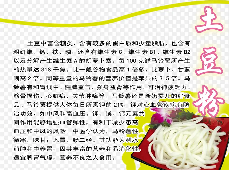 土豆粉营养价值展板
