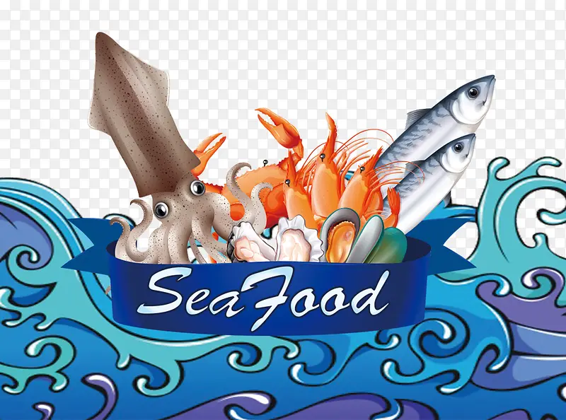 卡通海鲜