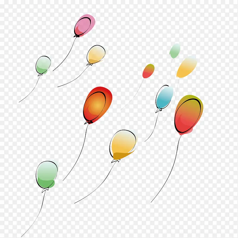 手绘多彩矢量节日气球