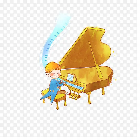 弹钢琴的小男孩