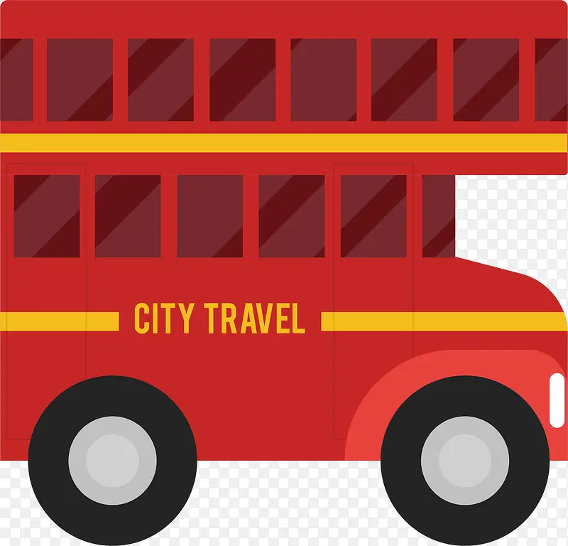 红色双层汽车旅游旅行设计素材