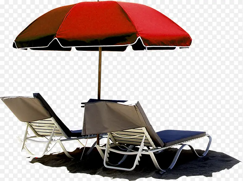 夏日海边遮阳伞座椅风景