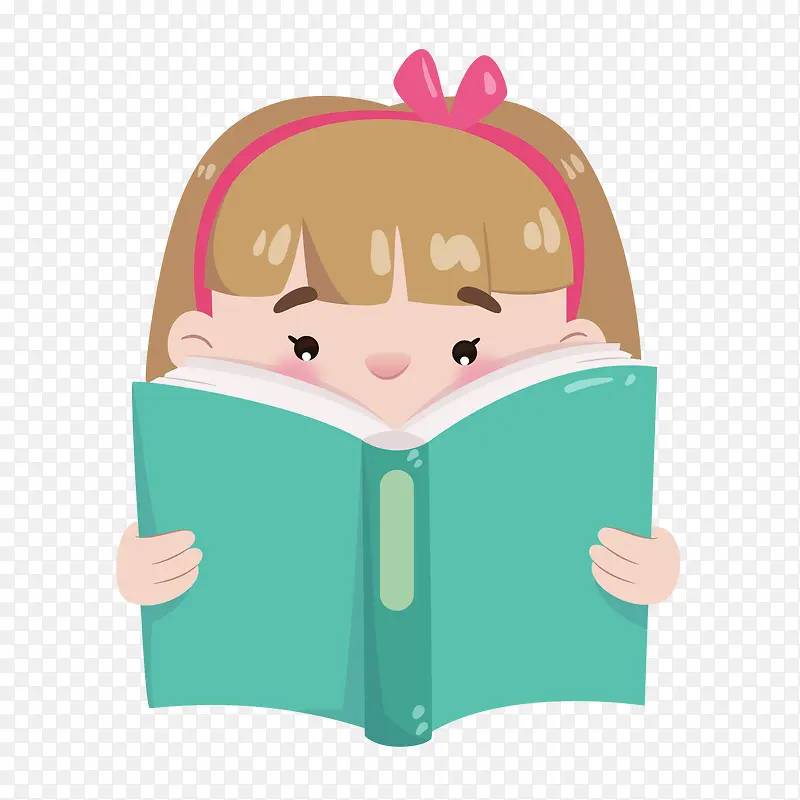 手绘矢量世界图书日读书小女生