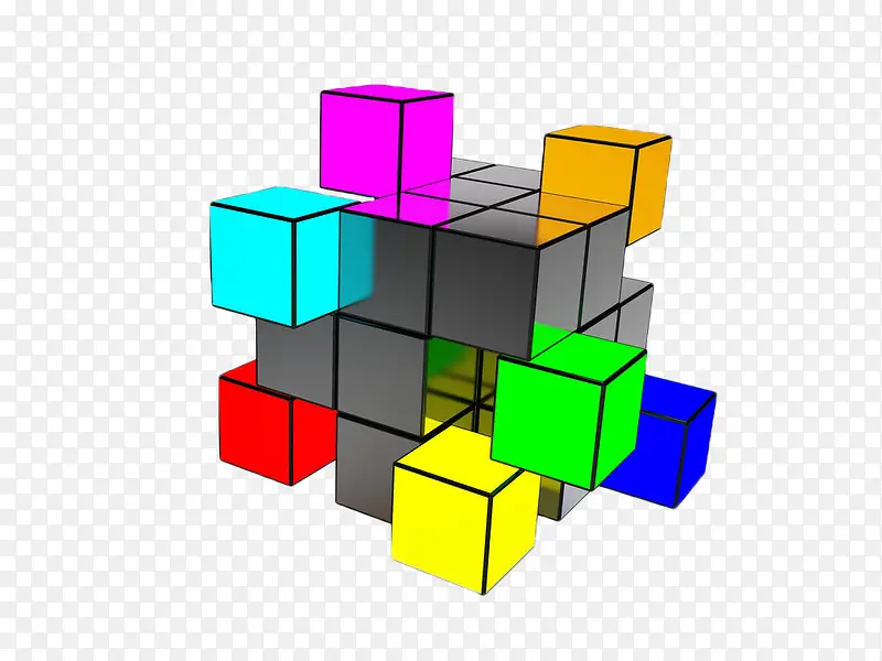 彩色几何方形立体墙