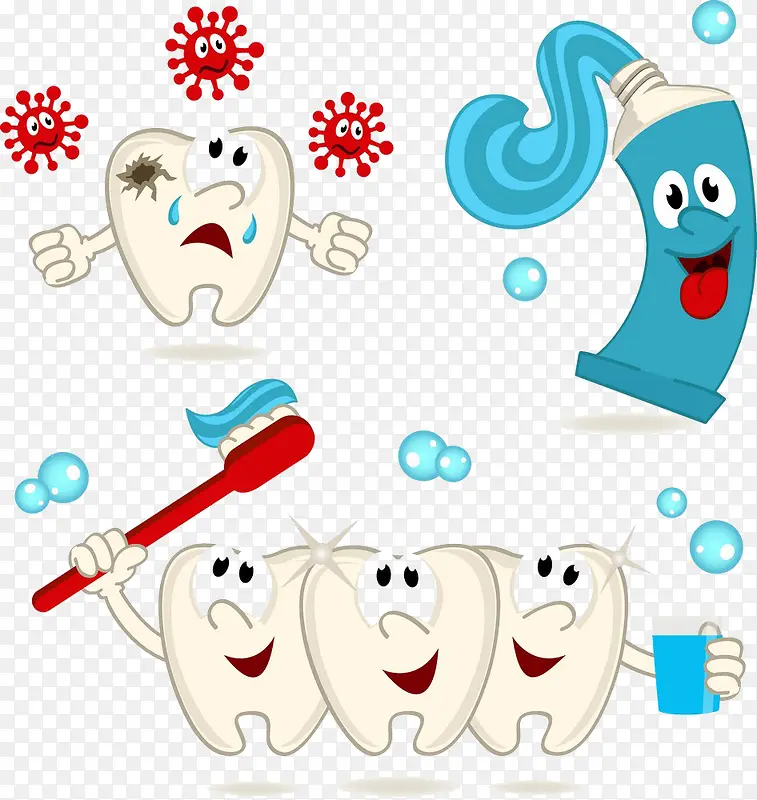 细菌牙齿牙膏刷牙