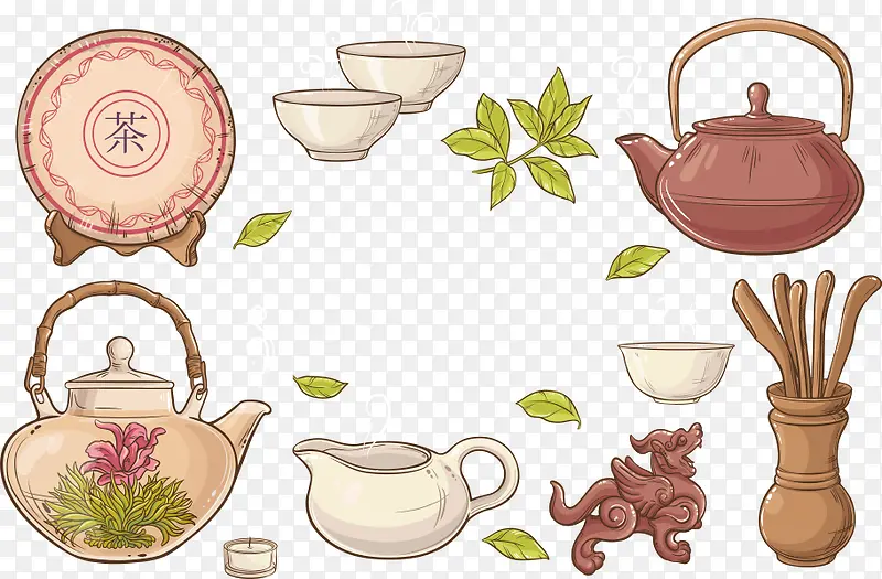 矢量花茶和茶壶