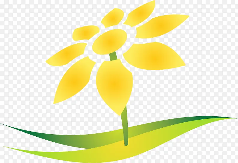 手绘简约绿色大地黄色花朵