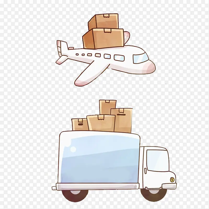 手绘货车和飞机