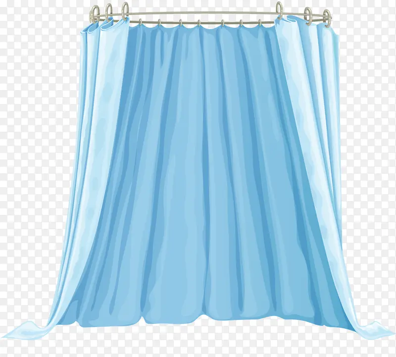 蓝色洗澡帘子