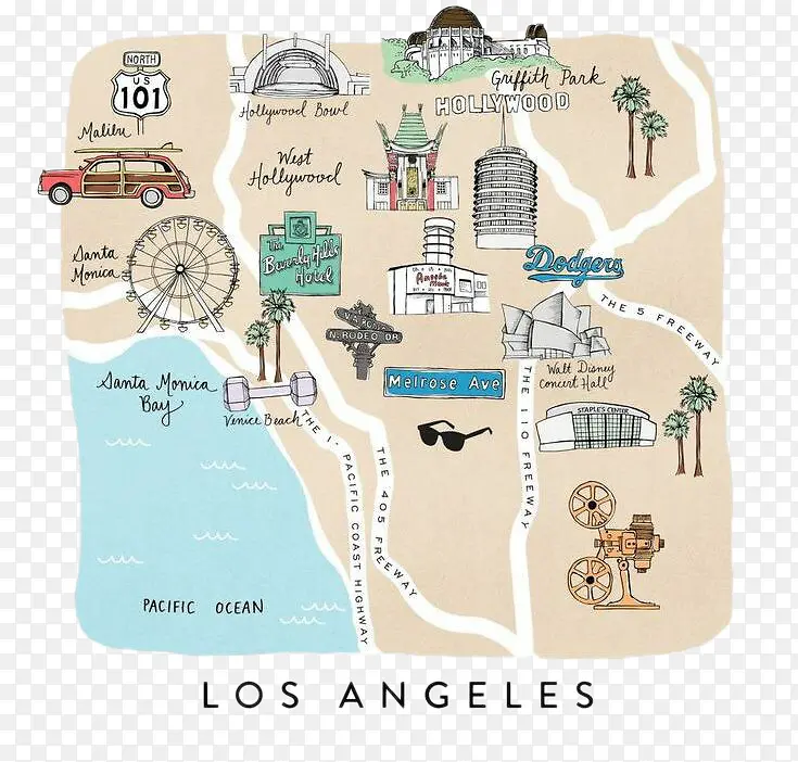 洛杉矶地图图案