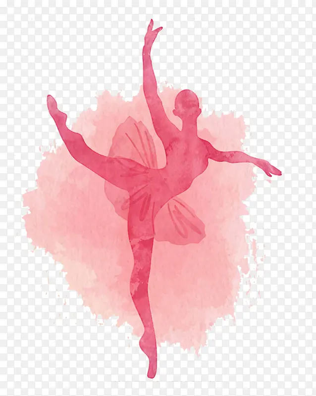 粉色水彩芭蕾舞