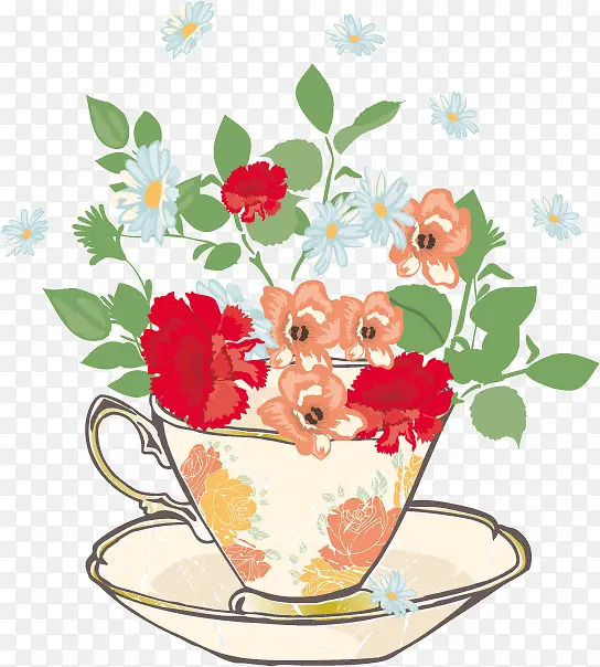 茶杯里的花卉