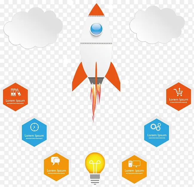 矢量卡通火箭信息图表