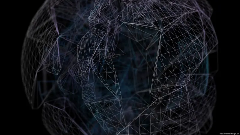 黑底网状球形结构海报背景