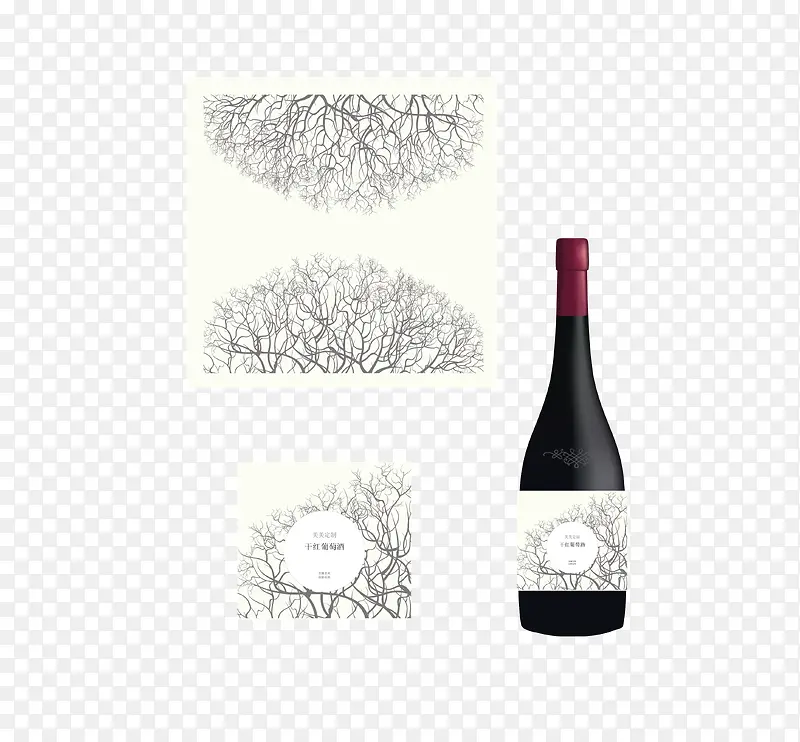 矢量红酒瓶子及外贴展开图案