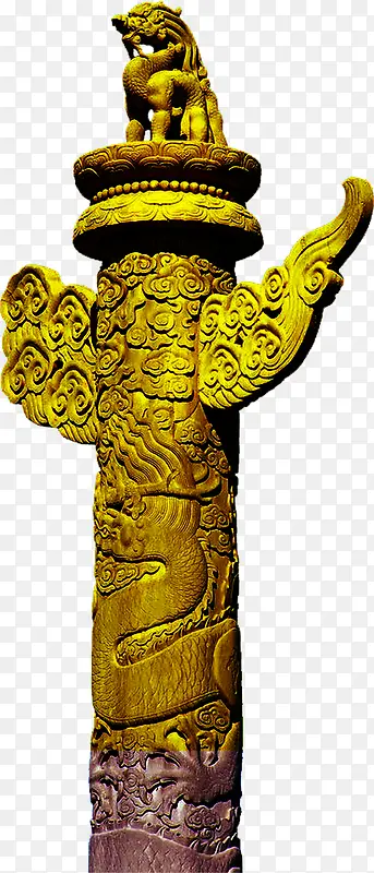 金色中式雕塑守卫