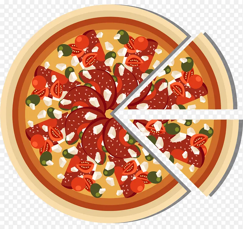 红色扁平美味披萨