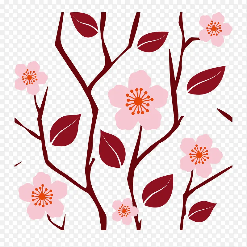 桃花花卉装饰图案