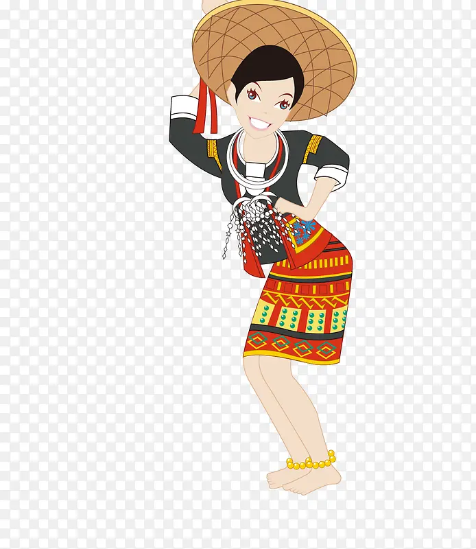 舞动的哈尼族女性矢量素材
