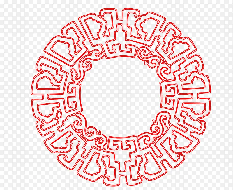 中式传统圆形花纹边框PNG图片