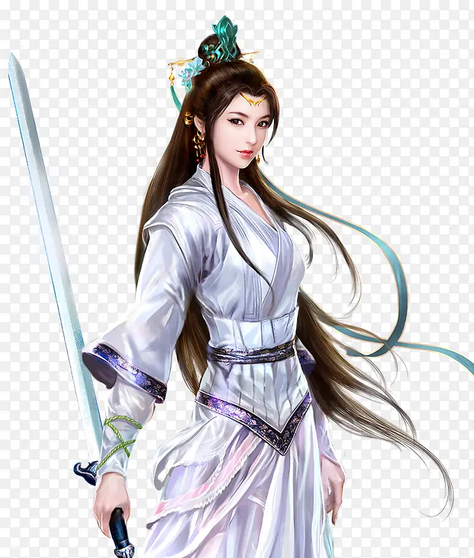 白衣英气女侠客古风手绘PNG图片素材下载_图片编号yezrgrrl-免抠素材网