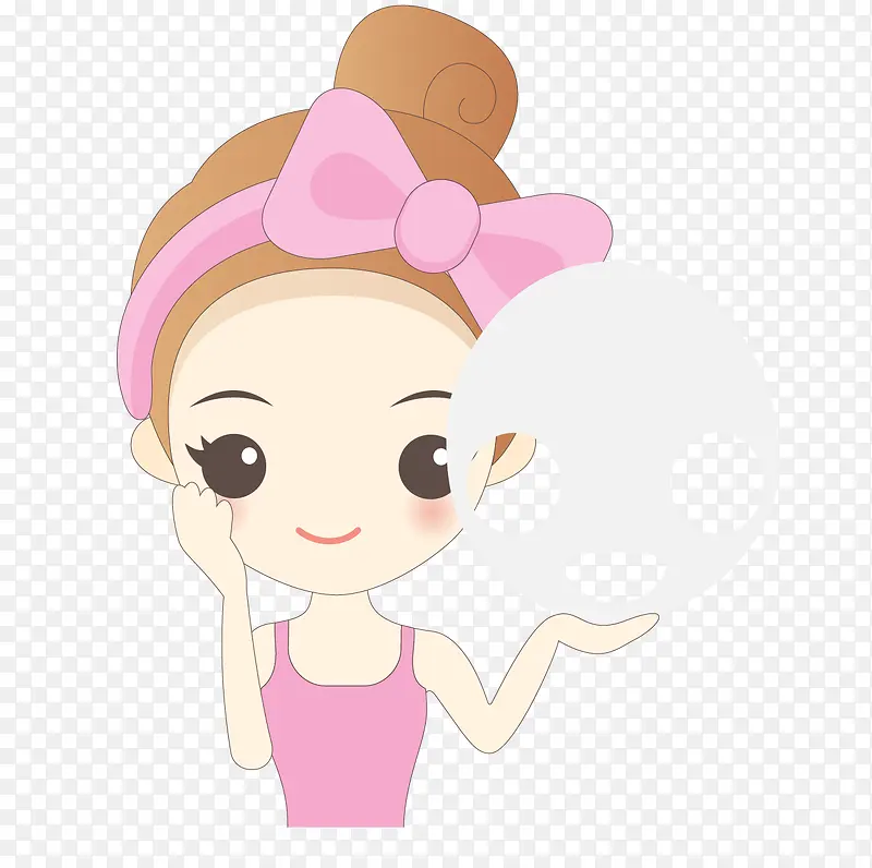 卡通正要贴面膜的美女