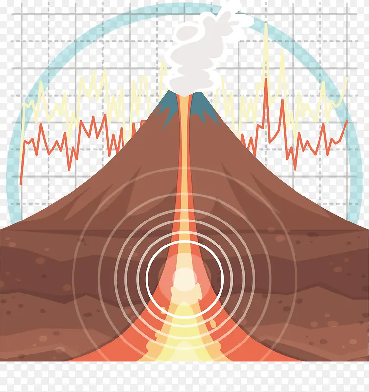 矢量手绘火山