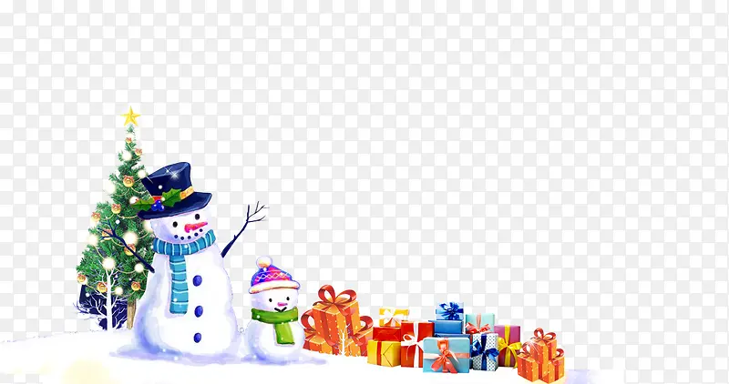 雪人与礼物高清素材图片