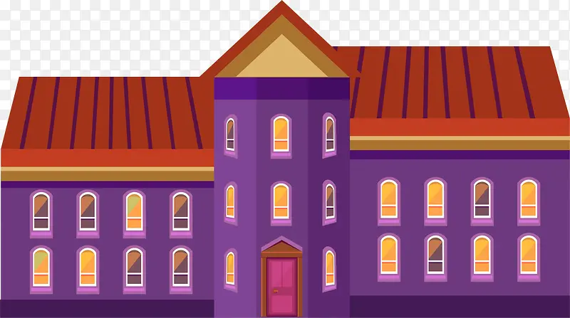 紫色卡通建筑