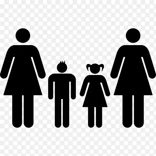 熟悉组两个母亲一个儿子和一个女儿图标