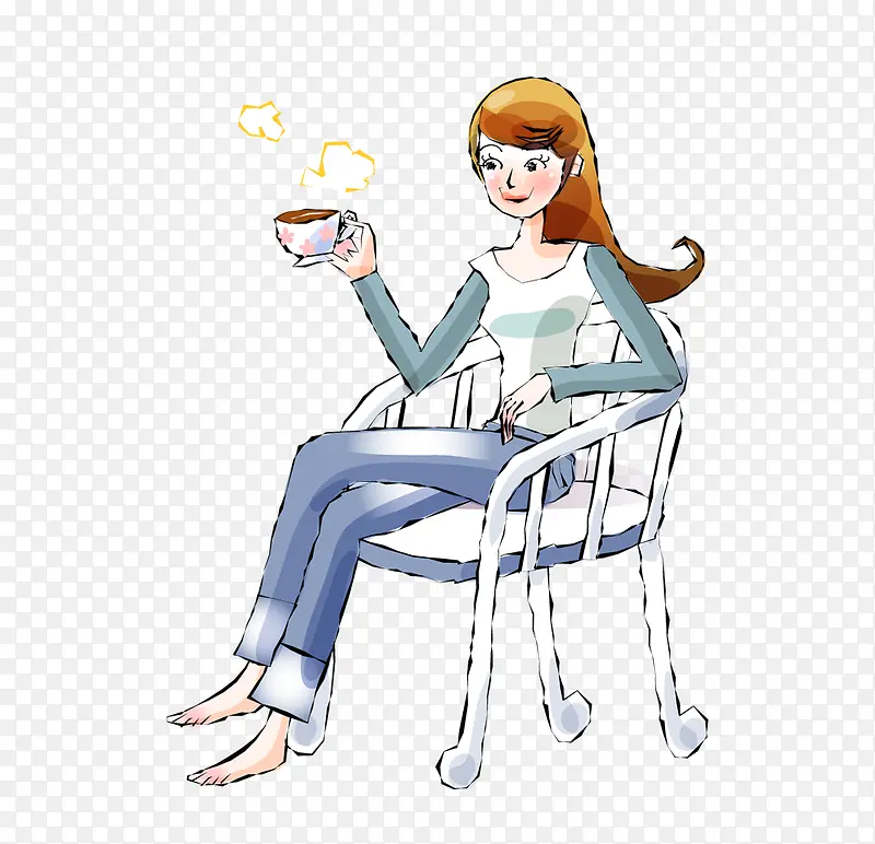 坐在椅子上喝咖啡的人