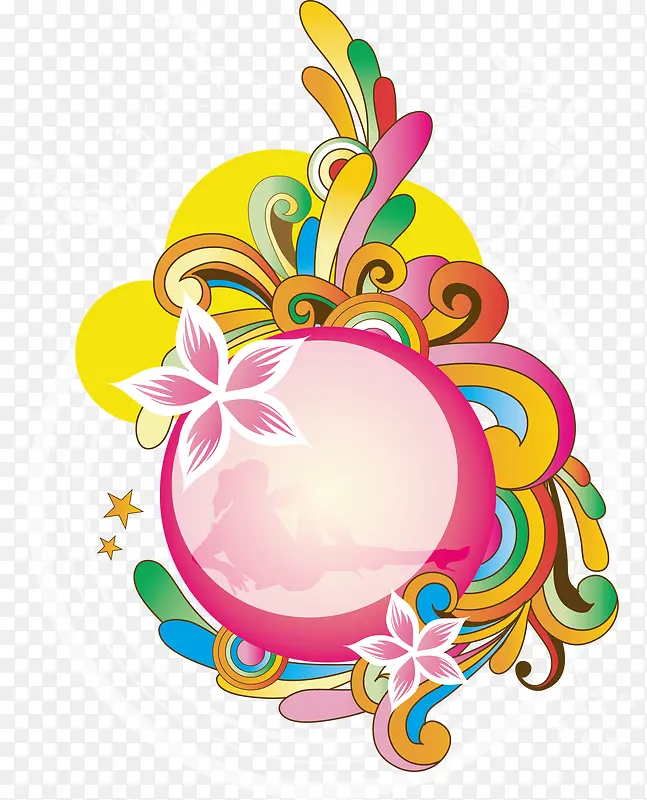 彩色矢量时尚花纹